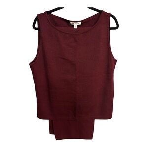 NWT 2 PC St. John Garnet Sleeveless Knit Tank Top and Pants L/XL